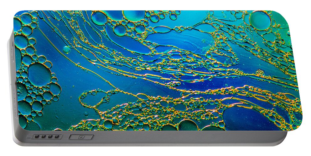 Oil Portable Battery Charger featuring the photograph Aqua Abstraction by Bruce Pritchett