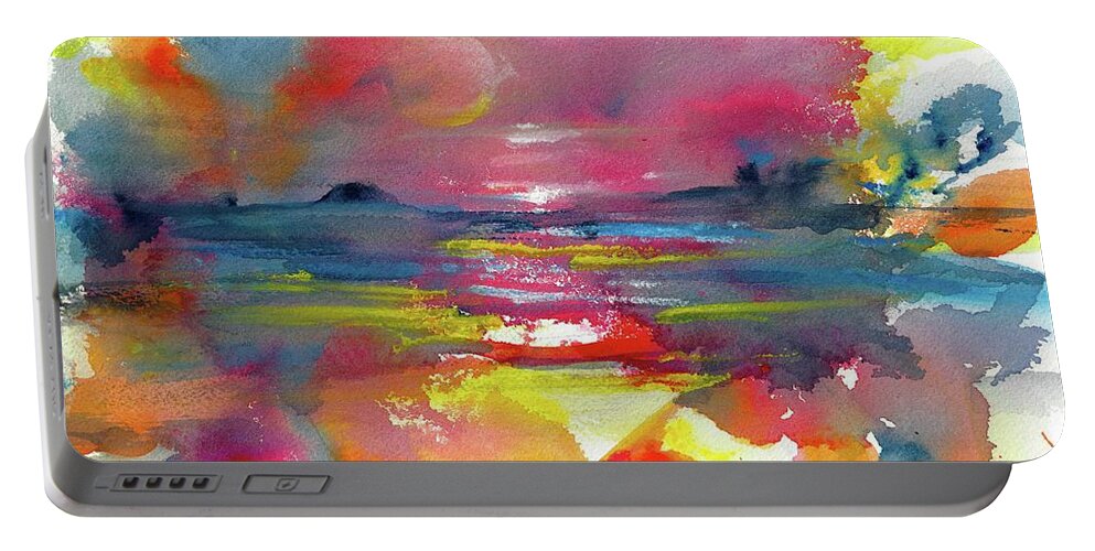 Seascape Portable Battery Charger featuring the painting Aqueous by Francelle Theriot