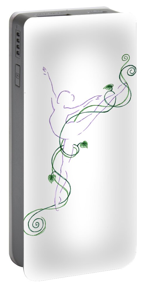 Dance Portable Battery Charger featuring the drawing Arabesque III - transparent background by Emily Page
