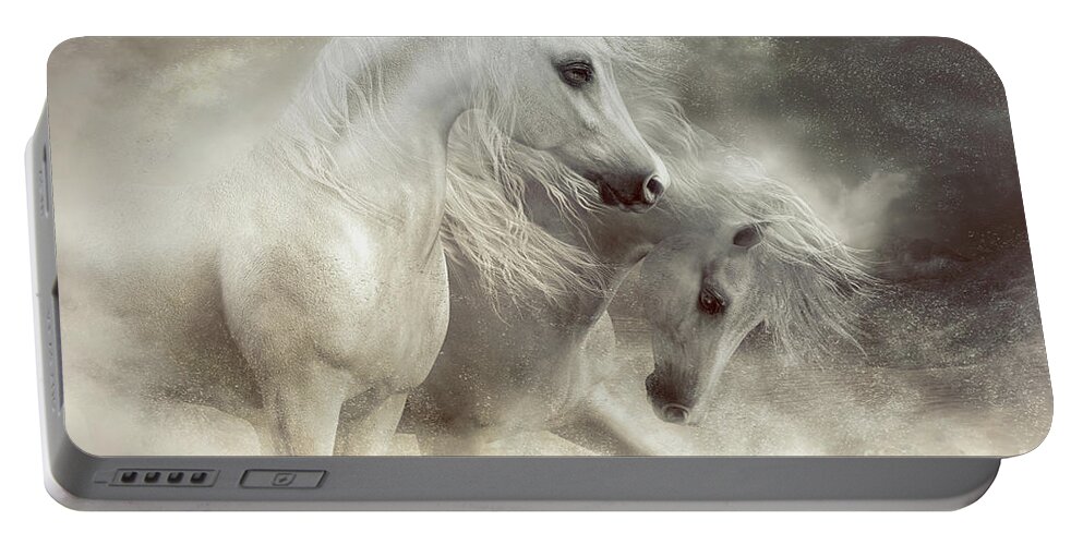 Arabian Horse Portable Battery Charger featuring the digital art Arabian Horses Sandstorm by Shanina Conway