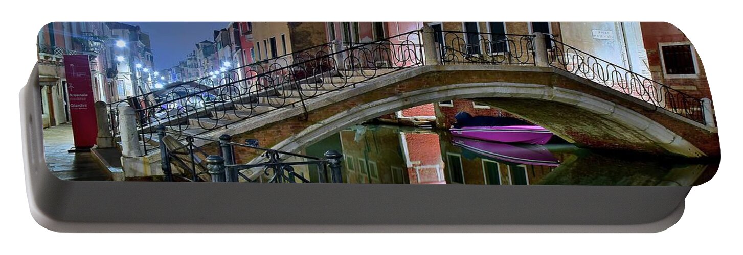 Venice Portable Battery Charger featuring the photograph Arch Bridge in Venice by Frozen in Time Fine Art Photography