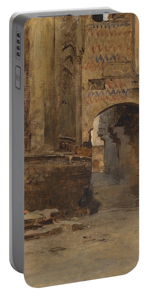 19th Century Art Portable Battery Charger featuring the painting Archway in Cairo by Leopold Muller