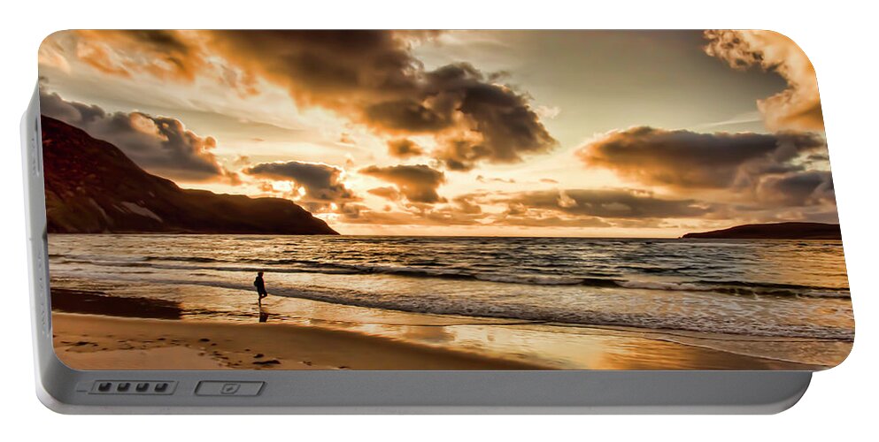 Ardara Beach Portable Battery Charger featuring the photograph Ardara Beach and Maghera Caves by Kim Shatwell-Irishphotographer