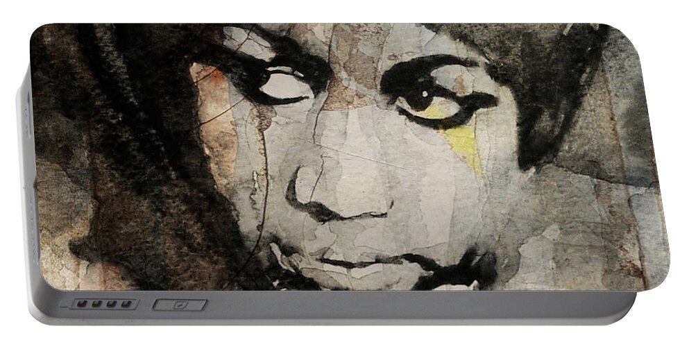 Aretha Franklin Portable Battery Charger featuring the painting Aretha Franklin - Don't Play That Song For Me by Paul Lovering