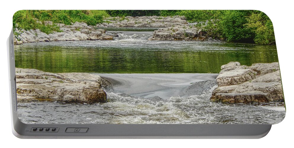 Huron River Portable Battery Charger featuring the photograph Argo Cascade Falls by Phil Perkins