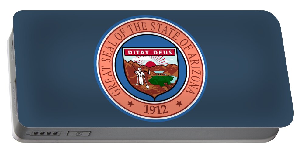 Arizona Portable Battery Charger featuring the digital art Arizona State Seal by Movie Poster Prints
