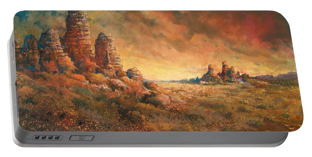 Landscape Portable Battery Charger featuring the painting Arizona Sunset by Andrew King