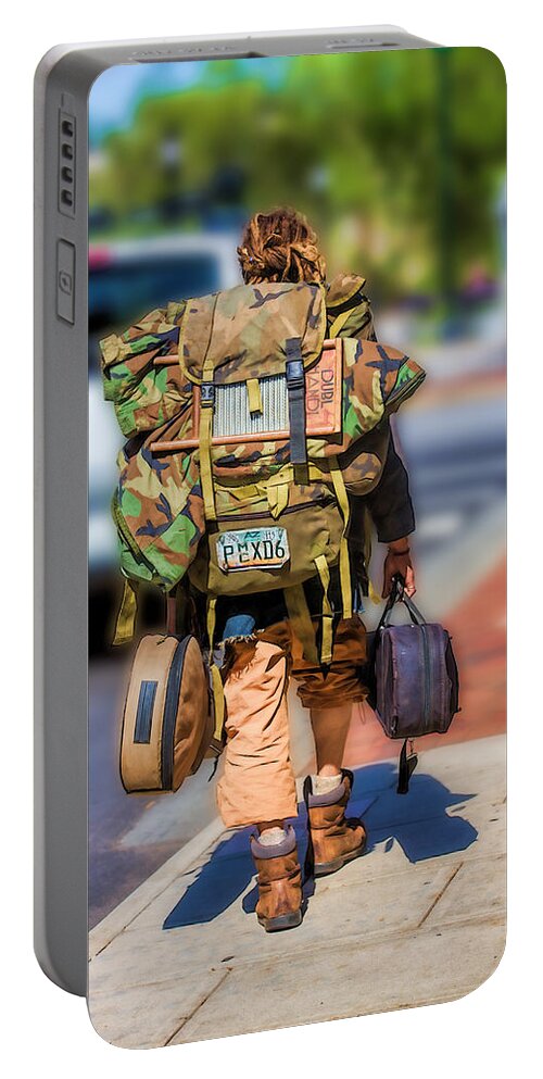 Buskers Portable Battery Charger featuring the photograph Arizonan in Asheville by John Haldane