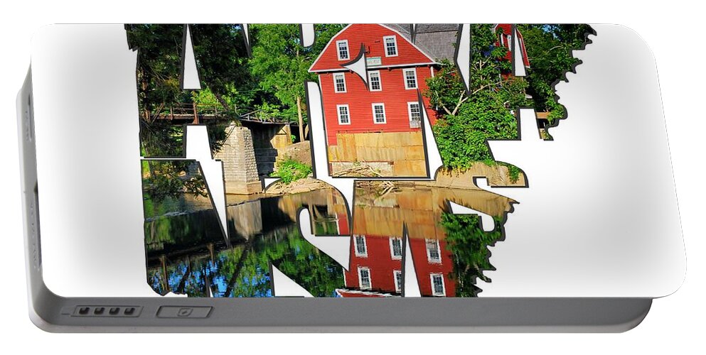 Bridge Portable Battery Charger featuring the photograph Arkansas Typography - War Eagle Mill and Bridge - Arkansas by Gregory Ballos