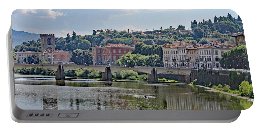 Italy Portable Battery Charger featuring the photograph Arno River and Bridge by Allan Levin