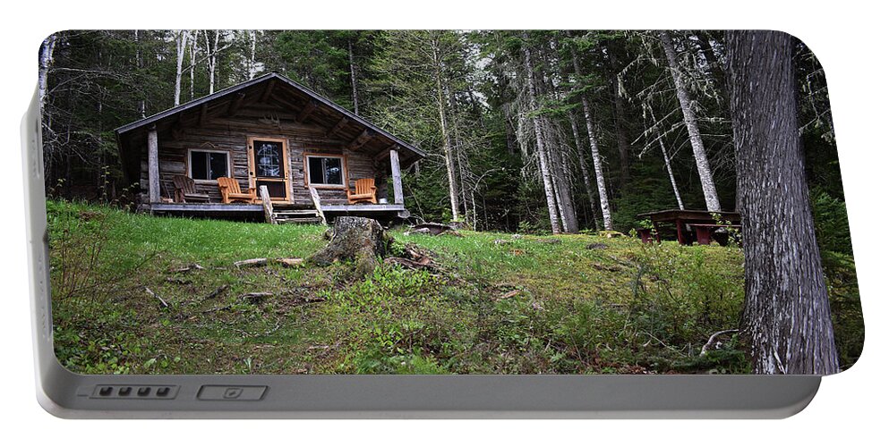 Nature Portable Battery Charger featuring the photograph Aroostooks Forks Cabin by Skip Willits