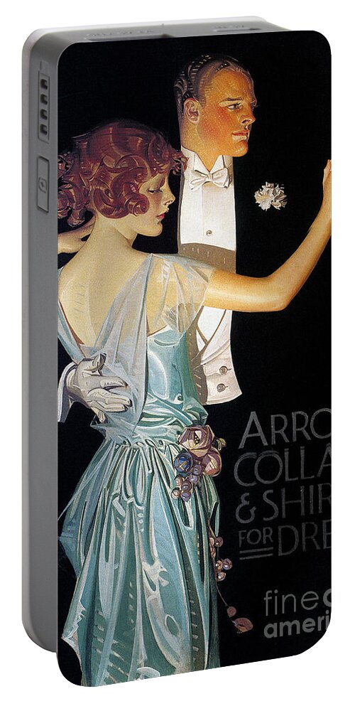 1923 Portable Battery Charger featuring the drawing Arrow Shirt Collar Ad, 1923 by Granger