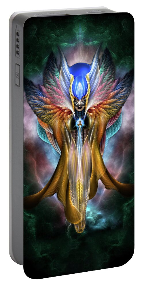 Arsencia Portable Battery Charger featuring the digital art Arsencia Ethereal Glory Fractal Portrait by Rolando Burbon