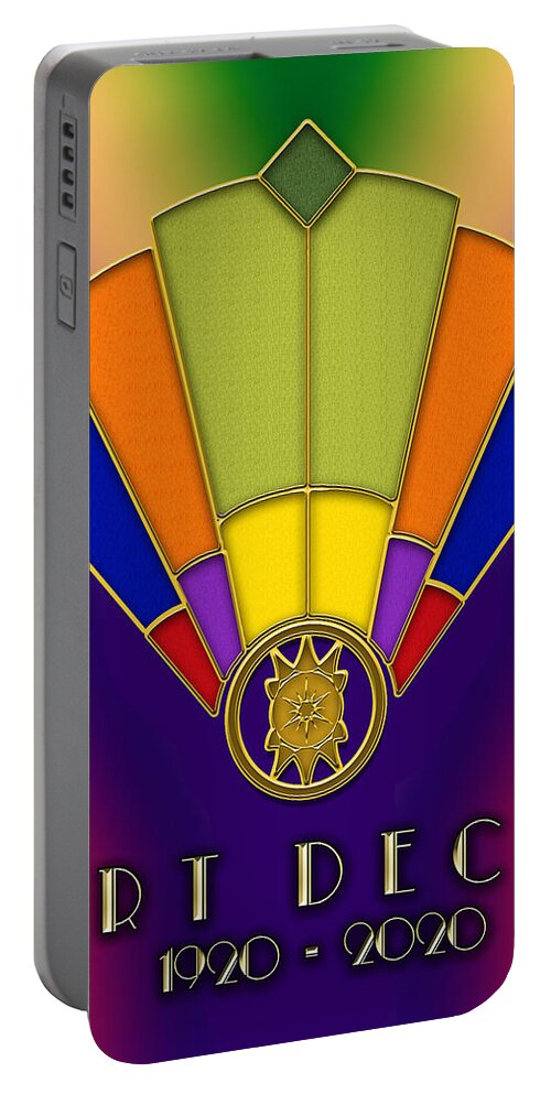 Art Deco Portable Battery Charger featuring the digital art Art Deco Fan 6 Titled by Chuck Staley