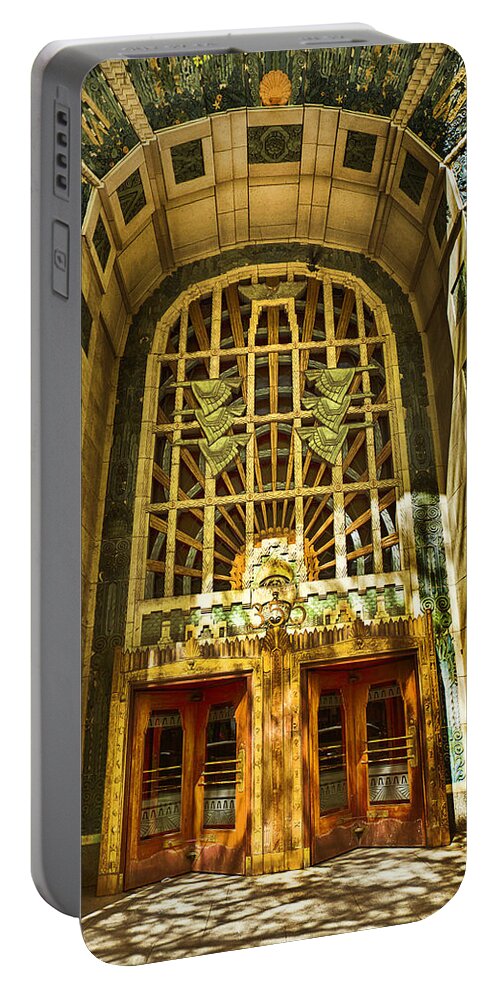 Vancouver Portable Battery Charger featuring the photograph Art Deco Marine Building by Theresa Tahara