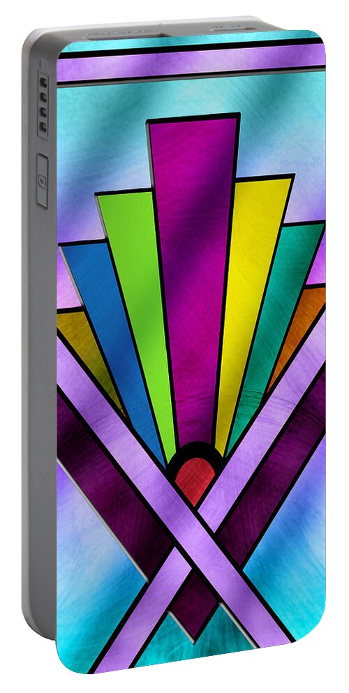 Art Deco Pattern 10 V Portable Battery Charger featuring the digital art Art Deco Pattern 10 V by Chuck Staley