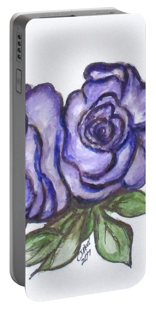 Clyde J. Kell Portable Battery Charger featuring the mixed media Art Doodle No. 26 by Clyde J Kell