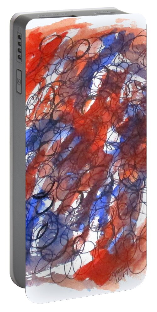 Clyde J. Kell Portable Battery Charger featuring the mixed media Art Doodle No. 28 by Clyde J Kell