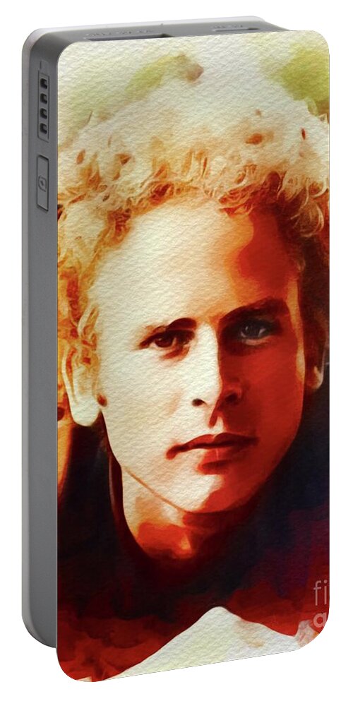 Art Portable Battery Charger featuring the painting Art Garfunkel, Music Legend by Esoterica Art Agency