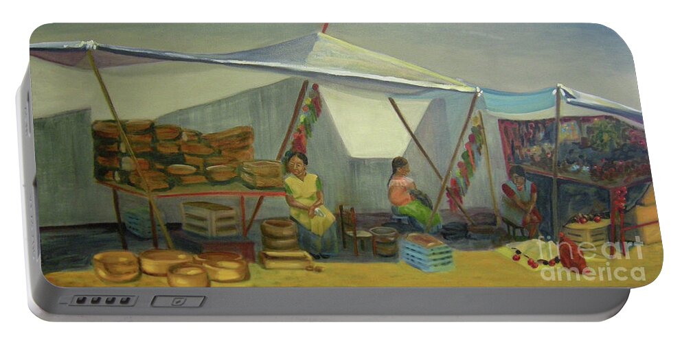 Mexico Portable Battery Charger featuring the painting Artesanas by Lilibeth Andre