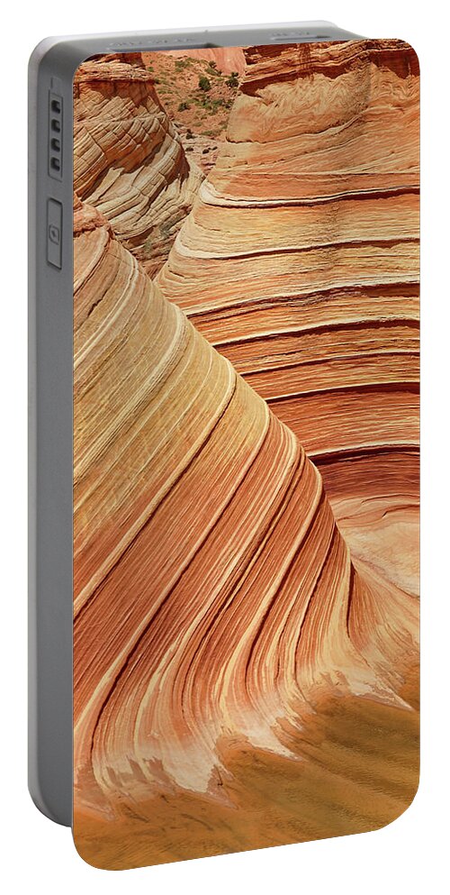 The Wave Portable Battery Charger featuring the photograph Artistry in Sandstone by Leda Robertson