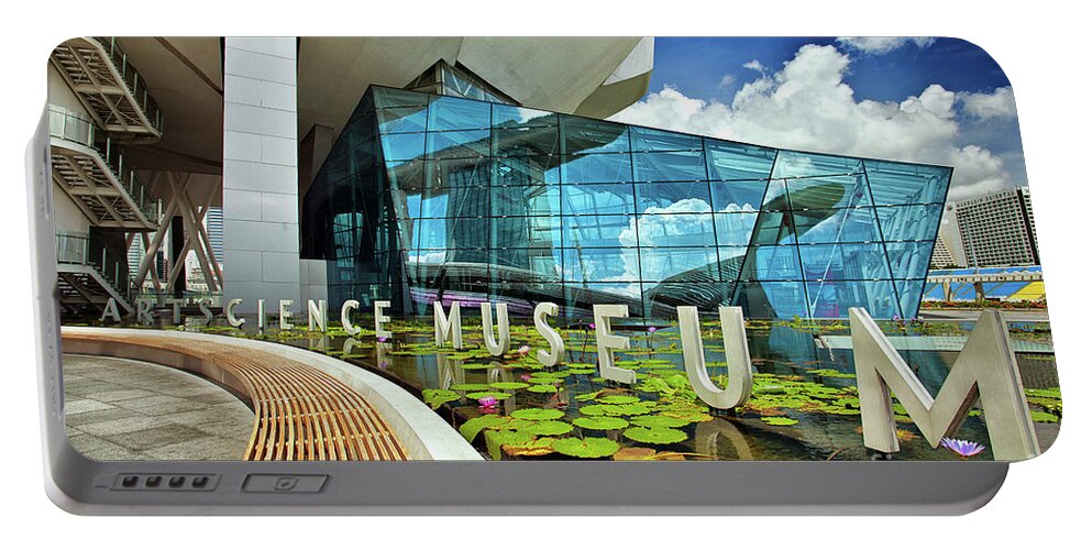 Singapore Portable Battery Charger featuring the photograph ArtScience Museum at the Marina Bay Sands Resort in Singapore by Sam Antonio