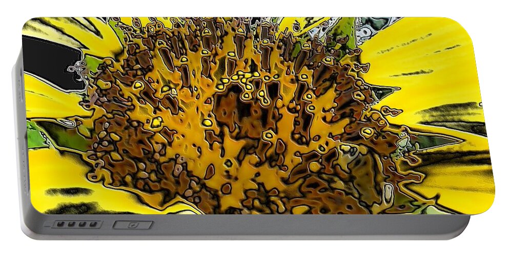 Sunflower Portable Battery Charger featuring the digital art Artsy Sunflower by Sonya Chalmers