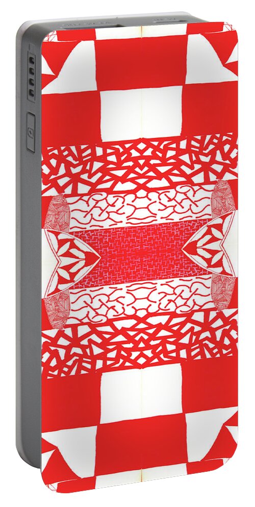 Urban Portable Battery Charger featuring the digital art 043 Bold Abstract Red by Cheryl Turner