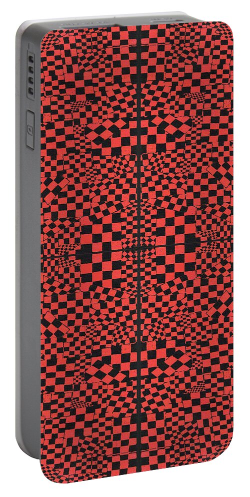 Urban Portable Battery Charger featuring the digital art 047 Checkerboard Game Style by Cheryl Turner