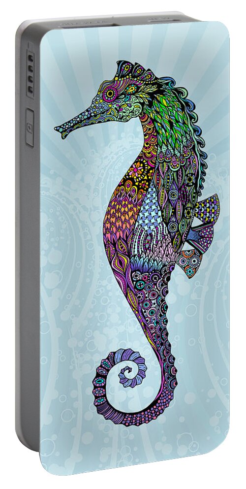 Seahorse Portable Battery Charger featuring the digital art Electric Gentleman Seahorse by Tammy Wetzel