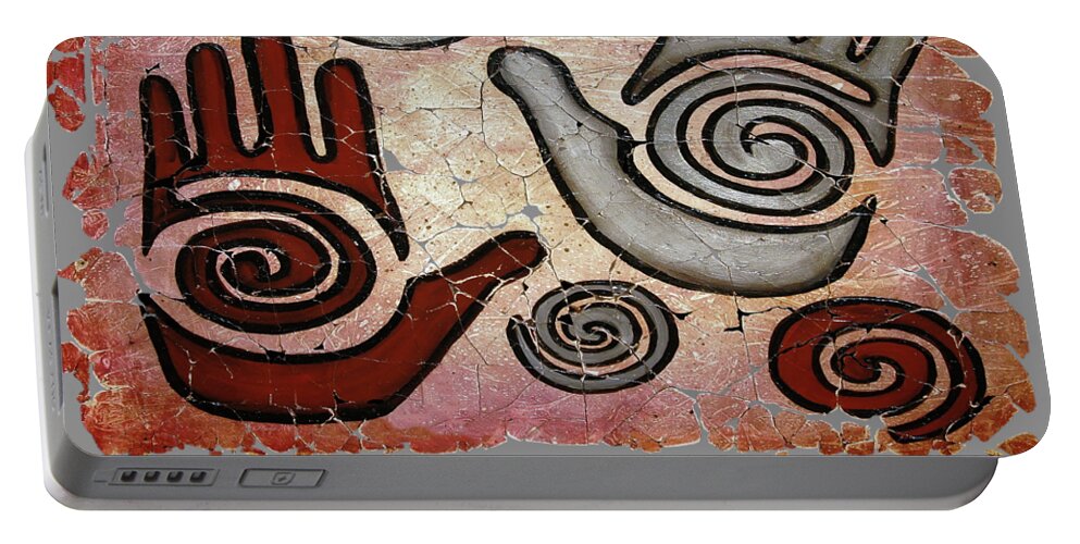 Healing Hands Portable Battery Charger featuring the painting Healing Hands Broken Fresco The Beginning of a Journey by OLena Art