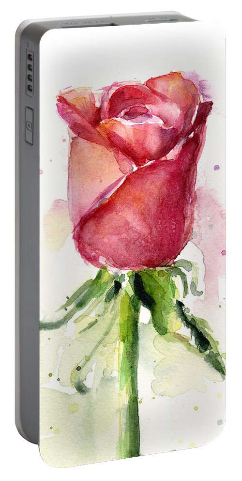 Rose Portable Battery Charger featuring the painting Rose Watercolor by Olga Shvartsur