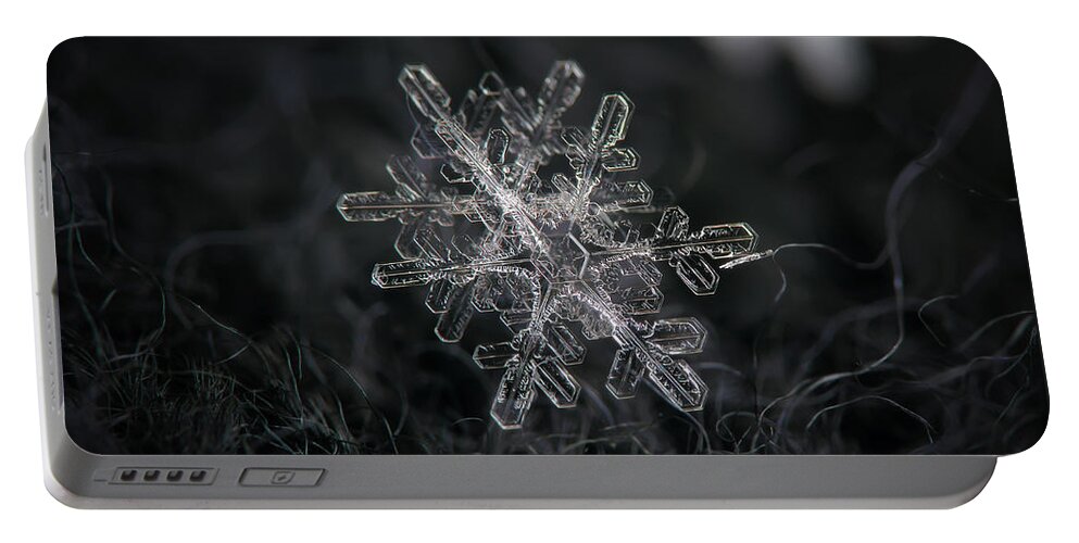 Snowflake Portable Battery Charger featuring the photograph Snowflake photo - january 18 2013 grey colors by Alexey Kljatov