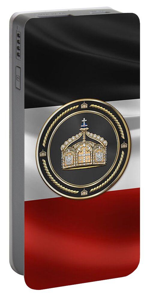'royal Collection' By Serge Averbukh Portable Battery Charger featuring the digital art State Crown of the German Empire over Flag of the German Empire by Serge Averbukh