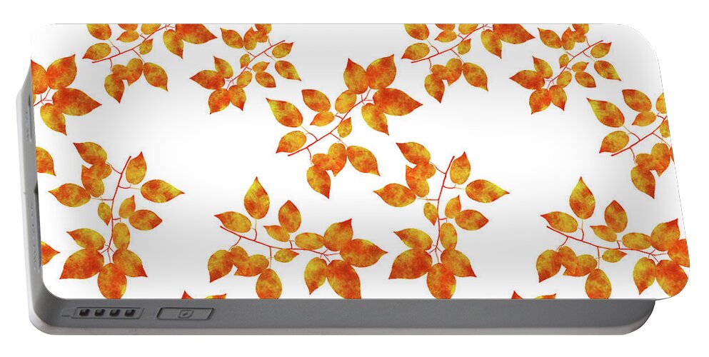 Leaves Portable Battery Charger featuring the mixed media Black Cherry Pressed Leaf Art by Christina Rollo