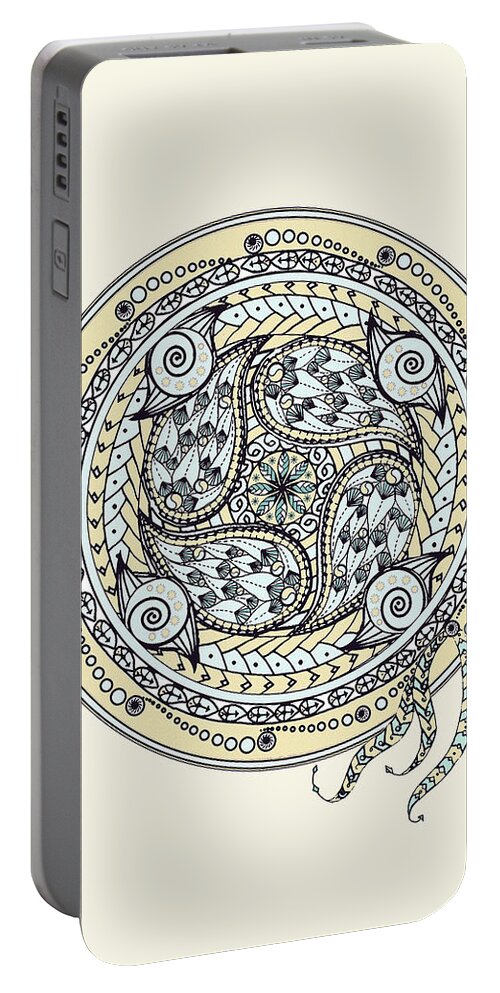 Mandala Portable Battery Charger featuring the digital art Paisley Balance Mandala by Deborah Smith