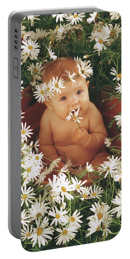 Daisies Portable Battery Charger featuring the photograph Daisies by Anne Geddes