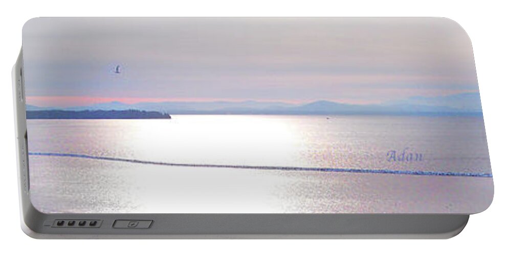 Battery Park Burlington Vt Portable Battery Charger featuring the photograph Lake Champlain South From Atop Battery Park Wall Panorama by Felipe Adan Lerma