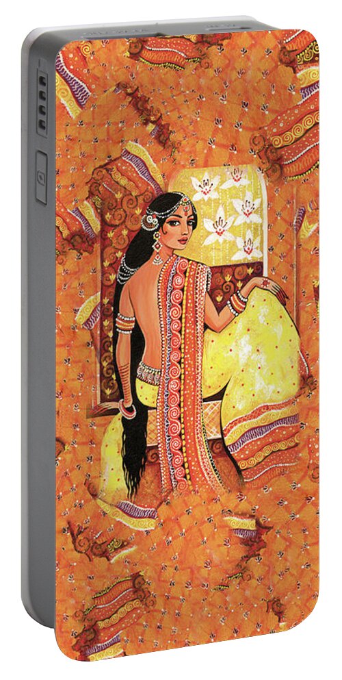 Beautiful Woman Portable Battery Charger featuring the painting Bharat by Eva Campbell