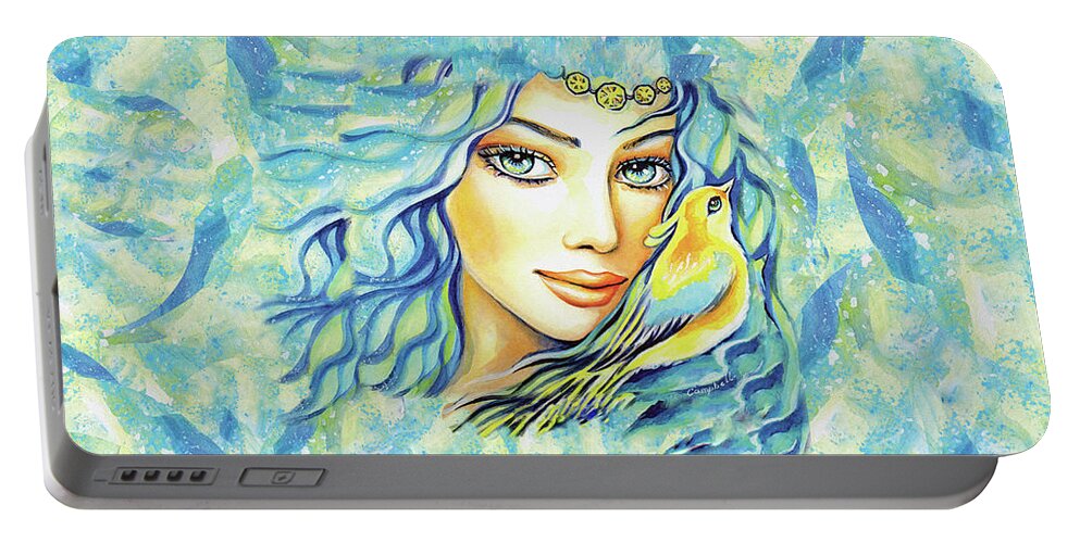 Bird Fairy Portable Battery Charger featuring the painting Bird of Secrets by Eva Campbell
