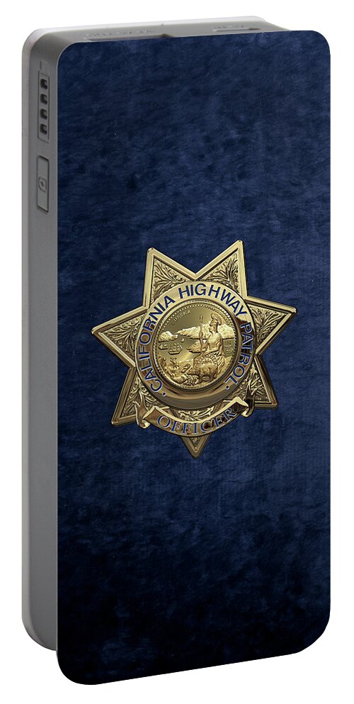 'law Enforcement Insignia & Heraldry' Collection By Serge Averbukh Portable Battery Charger featuring the digital art California Highway Patrol - C H P Police Officer Badge over Blue Velvet by Serge Averbukh