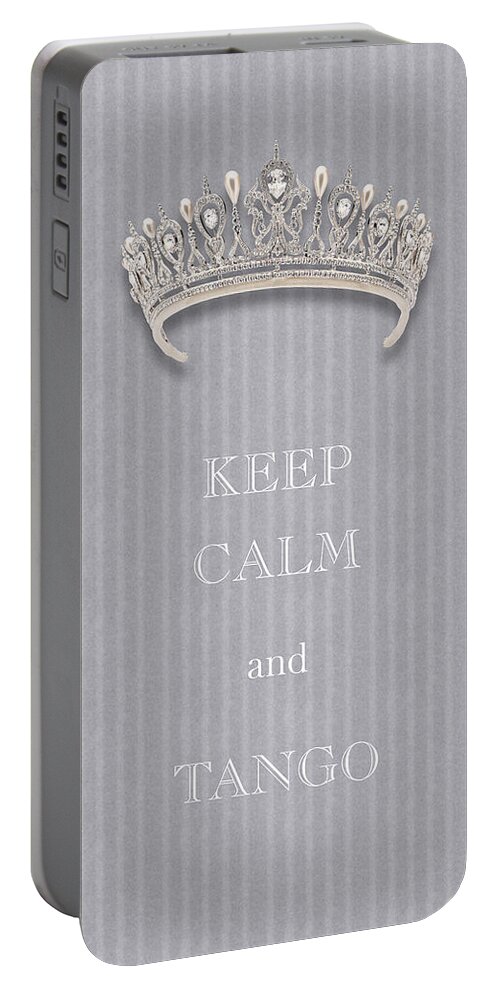 Keep Calm And Tango Portable Battery Charger featuring the photograph Keep Calm and Tango Diamond Tiara Gray Flannel by Kathy Anselmo
