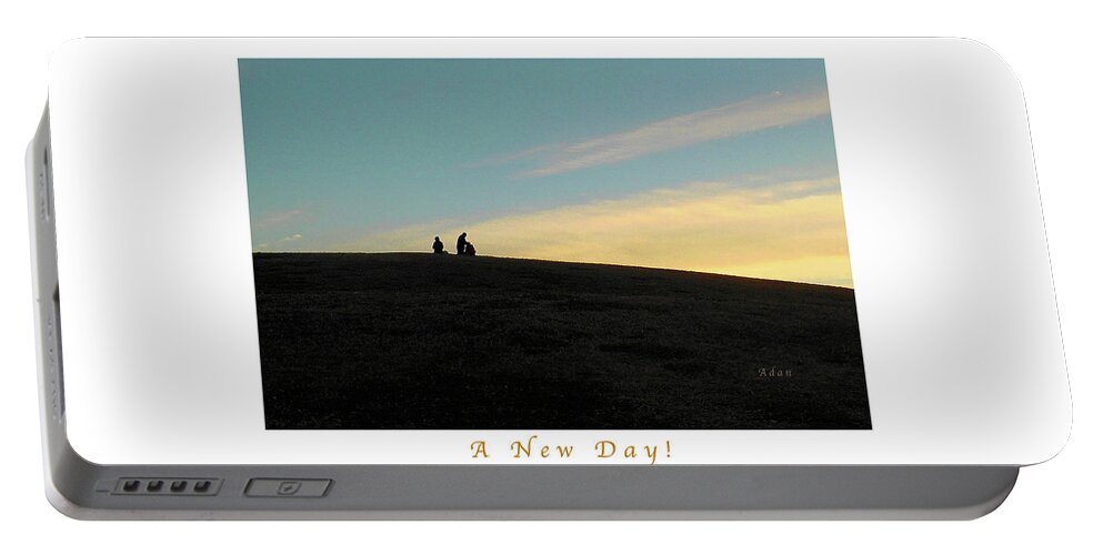 Butler Park Austin Texas Portable Battery Charger featuring the photograph Birds and Fun at Butler Park Austin - Silhouettes 2 Detail Greeting Card Poster - A New Day by Felipe Adan Lerma