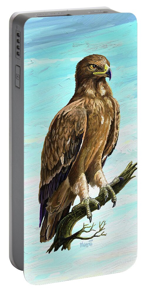 Nairobi Portable Battery Charger featuring the painting Wahlberg's Eagle by Anthony Mwangi