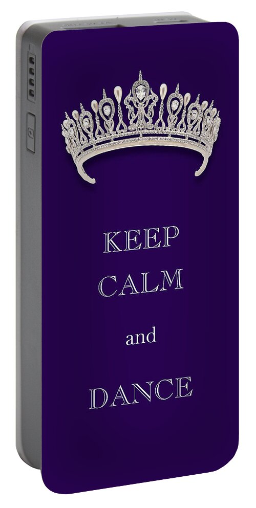 Keep Calm And Dance Portable Battery Charger featuring the photograph Keep Calm and Dance Diamond Tiara Deep Purple by Kathy Anselmo