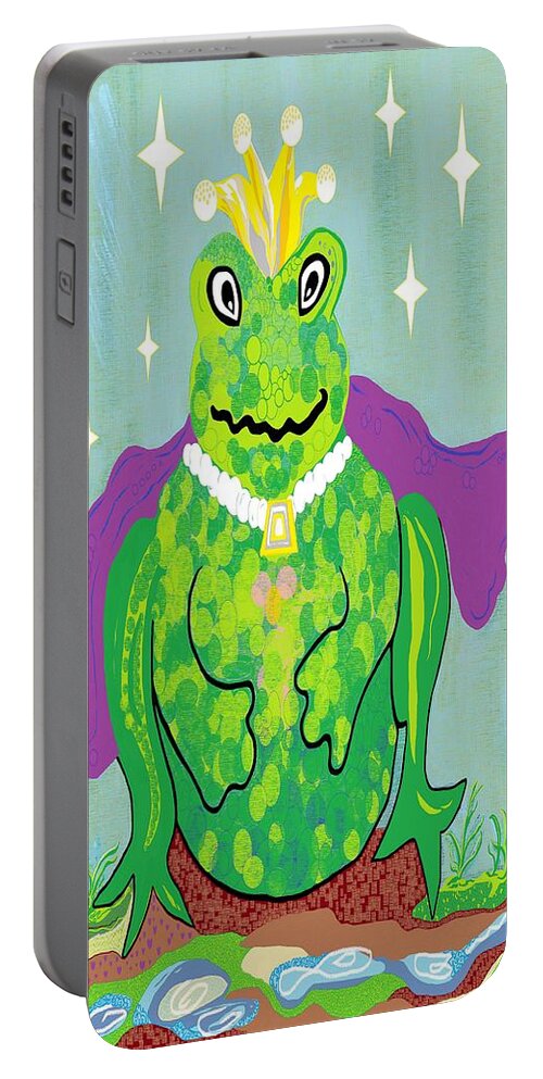 Kiss Portable Battery Charger featuring the painting Kiss a Frog by Eloise Schneider Mote