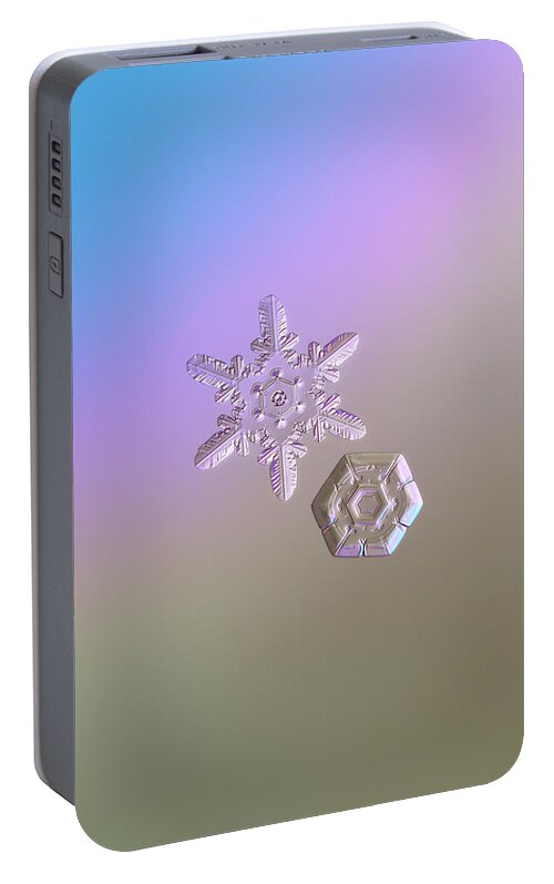 Day Portable Battery Charger featuring the photograph Snowflake photo - Two hearts by Alexey Kljatov