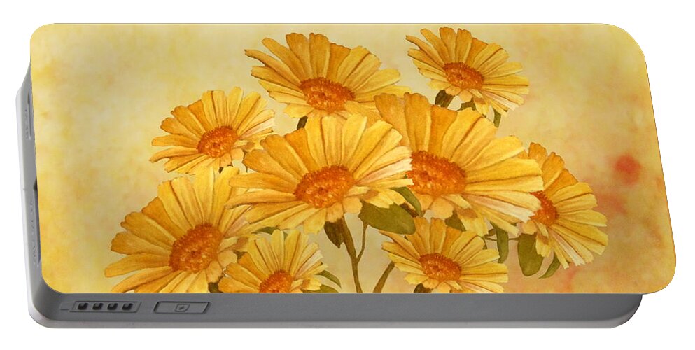 Daisies Portable Battery Charger featuring the mixed media Bouquet of Daisies by Angeles M Pomata