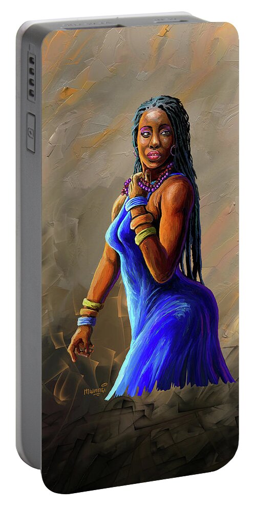 Sexy Portable Battery Charger featuring the painting African Woman by Anthony Mwangi