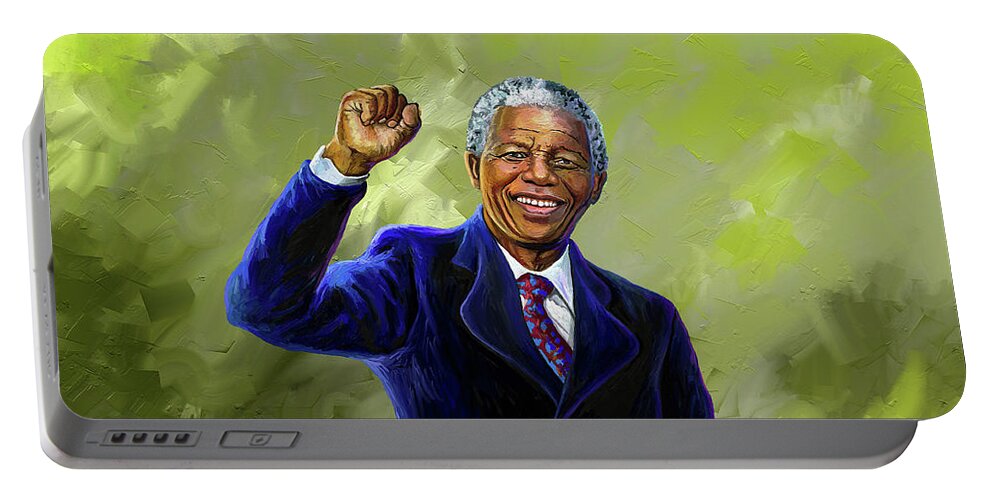 South Portable Battery Charger featuring the painting Nelson Mandela by Anthony Mwangi
